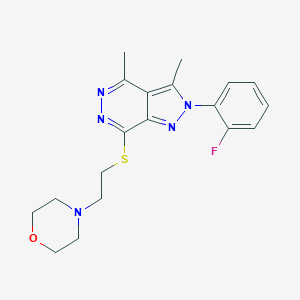 molecular formula C19H22FN5OS B292387 4-[2-[2-(2-Fluorophenyl)-3,4-dimethylpyrazolo[3,4-d]pyridazin-7-yl]sulfanylethyl]morpholine 