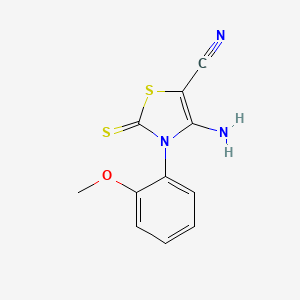 molecular formula C11H9N3OS2 B2923878 4-Amino-3-(2-methoxyphenyl)-2-thioxo-2,3-dihydro-1,3-thiazole-5-carbonitrile CAS No. 1325306-63-5