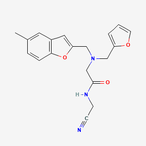 molecular formula C19H19N3O3 B2923879 N-(cyanomethyl)-2-{[(furan-2-yl)methyl][(5-methyl-1-benzofuran-2-yl)methyl]amino}acetamide CAS No. 1355609-67-4
