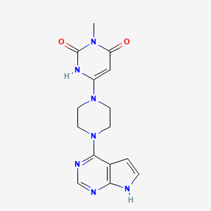 molecular formula C15H17N7O2 B2923896 6-(4-(7H-pyrrolo[2,3-d]pyrimidin-4-yl)piperazin-1-yl)-3-methylpyrimidine-2,4(1H,3H)-dione CAS No. 2320575-39-9