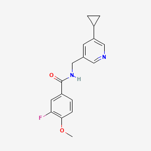 molecular formula C17H17FN2O2 B2923898 N-((5-环丙基吡啶-3-基)甲基)-3-氟-4-甲氧基苯甲酰胺 CAS No. 2034569-79-2