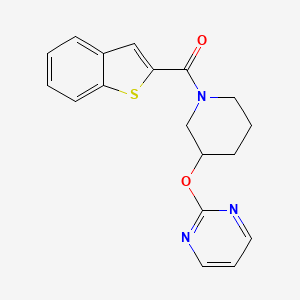 molecular formula C18H17N3O2S B2923905 Benzo[b]thiophen-2-yl(3-(pyrimidin-2-yloxy)piperidin-1-yl)methanone CAS No. 2034576-47-9