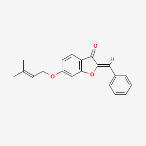 molecular formula C20H18O3 B2923916 (Z)-2-benzylidene-6-((3-methylbut-2-en-1-yl)oxy)benzofuran-3(2H)-one CAS No. 858765-10-3