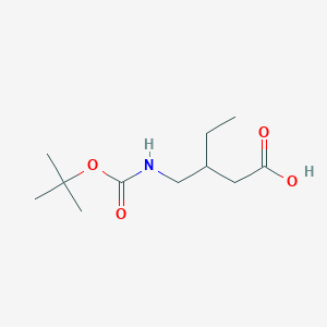 molecular formula C11H21NO4 B2923919 3-({[(叔丁氧羰基)氨基}甲基)戊酸 CAS No. 1520638-84-9