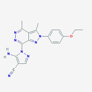 molecular formula C19H18N8O B292393 5-amino-1-[2-(4-ethoxyphenyl)-3,4-dimethyl-2H-pyrazolo[3,4-d]pyridazin-7-yl]-1H-pyrazole-4-carbonitrile 