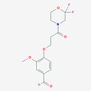 molecular formula C15H17F2NO5 B2923933 4-[3-(2,2-Difluoromorpholin-4-yl)-3-oxopropoxy]-3-methoxybenzaldehyde CAS No. 2094391-81-6