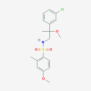 molecular formula C18H22ClNO4S B2923950 N-(2-(3-chlorophenyl)-2-methoxypropyl)-4-methoxy-2-methylbenzenesulfonamide CAS No. 1788784-32-6