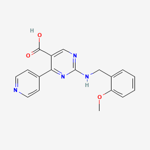 molecular formula C18H16N4O3 B2923960 2-[(2-Methoxybenzyl)amino]-4-(4-pyridyl)-5-pyrimidinecarboxylic acid CAS No. 1775327-25-7