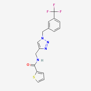 molecular formula C16H13F3N4OS B2923966 N-[[1-[[3-(Trifluoromethyl)phenyl]methyl]triazol-4-yl]methyl]thiophene-2-carboxamide CAS No. 2380032-75-5