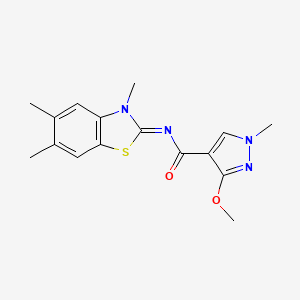 molecular formula C16H18N4O2S B2923969 (Z)-3-methoxy-1-methyl-N-(3,5,6-trimethylbenzo[d]thiazol-2(3H)-ylidene)-1H-pyrazole-4-carboxamide CAS No. 1173480-10-8