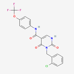 molecular formula C19H13ClF3N3O4 B2923976 3-(2-chlorobenzyl)-2,4-dioxo-N-(4-(trifluoromethoxy)phenyl)-1,2,3,4-tetrahydropyrimidine-5-carboxamide CAS No. 1396785-18-4