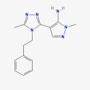 molecular formula C15H18N6 B2923991 1-methyl-4-(5-methyl-4-phenethyl-4H-1,2,4-triazol-3-yl)-1H-pyrazol-5-amine CAS No. 329901-23-7