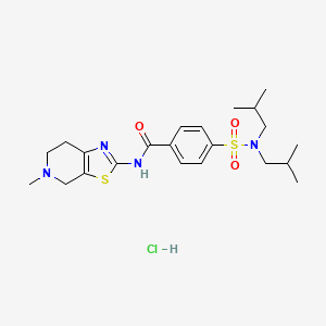 molecular formula C22H33ClN4O3S2 B2923992 4-(N,N-二异丁基磺酰基)-N-(5-甲基-4,5,6,7-四氢噻唑并[5,4-c]吡啶-2-基)苯甲酰胺盐酸盐 CAS No. 1189690-44-5