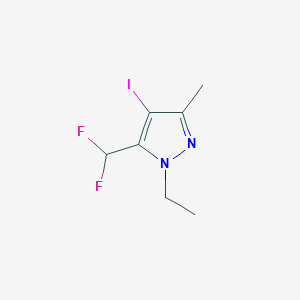 molecular formula C7H9F2IN2 B2923999 5-(Difluoromethyl)-1-ethyl-4-iodo-3-methylpyrazole CAS No. 1946822-15-6