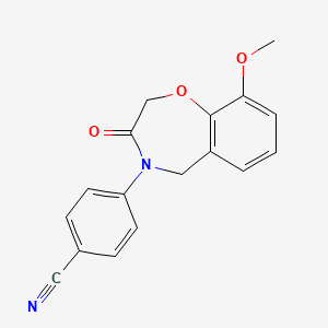 molecular formula C17H14N2O3 B2924016 4-(9-甲氧基-3-氧代-2,3-二氢-1,4-苯并恶杂环-4(5H)-基)苯甲腈 CAS No. 1326922-16-0
