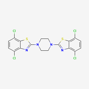 molecular formula C18H12Cl4N4S2 B2924030 1,4-Bis(4,7-dichlorobenzo[d]thiazol-2-yl)piperazine CAS No. 863001-30-3