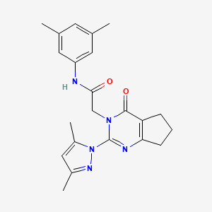 molecular formula C22H25N5O2 B2924036 2-(2-(3,5-dimethyl-1H-pyrazol-1-yl)-4-oxo-4,5,6,7-tetrahydro-3H-cyclopenta[d]pyrimidin-3-yl)-N-(3,5-dimethylphenyl)acetamide CAS No. 1006860-21-4