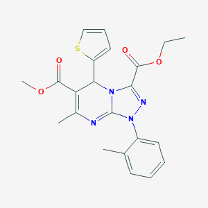 molecular formula C22H22N4O4S B292404 3-Ethyl 6-methyl 7-methyl-1-(2-methylphenyl)-5-(2-thienyl)-1,5-dihydro[1,2,4]triazolo[4,3-a]pyrimidine-3,6-dicarboxylate 