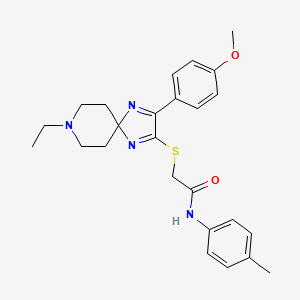 molecular formula C25H30N4O2S B2924048 2-((8-ethyl-3-(4-methoxyphenyl)-1,4,8-triazaspiro[4.5]deca-1,3-dien-2-yl)thio)-N-(p-tolyl)acetamide CAS No. 1189429-70-6