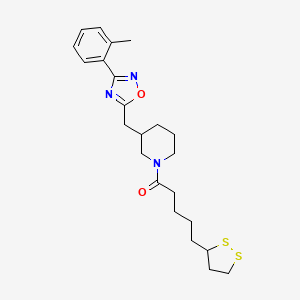 5-(1,2-Dithiolan-3-yl)-1-(3-((3-(o-tolyl)-1,2,4-oxadiazol-5-yl)methyl)piperidin-1-yl)pentan-1-one