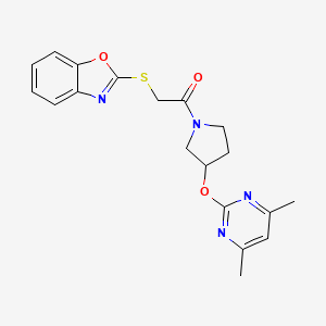 2-(Benzo[d]oxazol-2-ylthio)-1-(3-((4,6-dimethylpyrimidin-2-yl)oxy)pyrrolidin-1-yl)ethanone