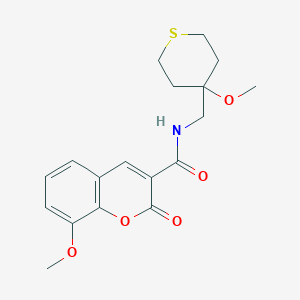 8-methoxy-N-((4-methoxytetrahydro-2H-thiopyran-4-yl)methyl)-2-oxo-2H-chromene-3-carboxamide