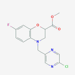 molecular formula C15H13ClFN3O3 B2924073 Methyl 4-[(5-chloropyrazin-2-yl)methyl]-7-fluoro-2,3-dihydro-1,4-benzoxazine-2-carboxylate CAS No. 2249309-88-2