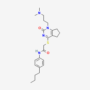 N-(4-butylphenyl)-2-((1-(3-(dimethylamino)propyl)-2-oxo-2,5,6,7-tetrahydro-1H-cyclopenta[d]pyrimidin-4-yl)thio)acetamide