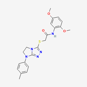 molecular formula C21H23N5O3S B2924075 N-(2,5-dimethoxyphenyl)-2-((7-(p-tolyl)-6,7-dihydro-5H-imidazo[2,1-c][1,2,4]triazol-3-yl)thio)acetamide CAS No. 921539-65-3