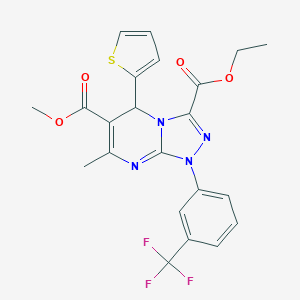 molecular formula C22H19F3N4O4S B292408 3-Ethyl 6-methyl 7-methyl-5-(2-thienyl)-1-[3-(trifluoromethyl)phenyl]-1,5-dihydro[1,2,4]triazolo[4,3-a]pyrimidine-3,6-dicarboxylate 