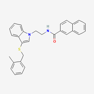 molecular formula C29H26N2OS B2924085 N-[2-[3-[(2-methylphenyl)methylsulfanyl]indol-1-yl]ethyl]naphthalene-2-carboxamide CAS No. 533865-77-9