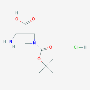 molecular formula C10H19ClN2O4 B2924101 3-(Aminomethyl)-1-(tert-butoxycarbonyl)azetidine-3-carboxylic acid hydrochloride CAS No. 1788041-46-2