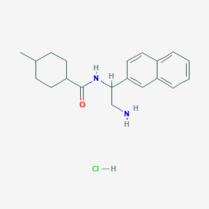 molecular formula C20H27ClN2O B2924120 N-(2-Amino-1-naphthalen-2-ylethyl)-4-methylcyclohexane-1-carboxamide;hydrochloride CAS No. 2418662-23-2
