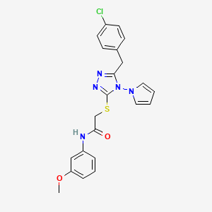 molecular formula C22H20ClN5O2S B2924133 2-((5-(4-氯苄基)-4-(1H-吡咯-1-基)-4H-1,2,4-三唑-3-基)硫代)-N-(3-甲氧基苯基)乙酰胺 CAS No. 886924-21-6