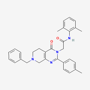 2-(4-chlorophenyl)-N-[phenyl(5-piperidin-1-yl-1,3,4-oxadiazol-2-yl)methyl]acetamide