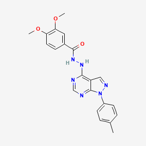 molecular formula C21H20N6O3 B2924143 3,4-二甲氧基-N'-[1-(4-甲基苯基)-1H-吡唑并[3,4-d]嘧啶-4-基]苯甲酰肼 CAS No. 384800-55-9