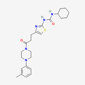 molecular formula C24H33N5O2S B2924149 1-Cyclohexyl-3-(4-(3-oxo-3-(4-(m-tolyl)piperazin-1-yl)propyl)thiazol-2-yl)urea CAS No. 1091132-75-0