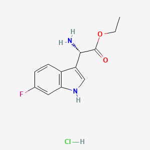 molecular formula C12H14ClFN2O2 B2924156 (S)-Ethyl 2-amino-2-(6-fluoro-1H-indol-3-yl)acetate hydrochloride CAS No. 1384268-80-7