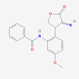 molecular formula C18H16N2O4 B292416 N-[2-(4-imino-5-oxotetrahydro-3-furanyl)-5-methoxyphenyl]benzamide 