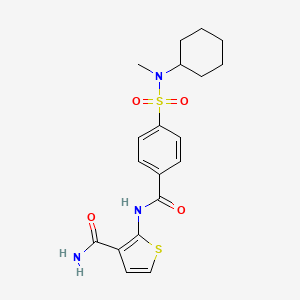 molecular formula C19H23N3O4S2 B2924162 2-(4-(N-cyclohexyl-N-methylsulfamoyl)benzamido)thiophene-3-carboxamide CAS No. 864941-11-7
