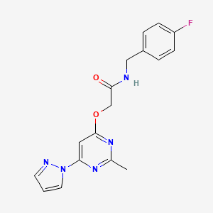 N-(4-fluorobenzyl)-2-((2-methyl-6-(1H-pyrazol-1-yl)pyrimidin-4-yl)oxy)acetamide