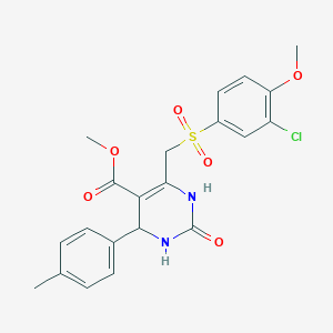 molecular formula C21H21ClN2O6S B2924167 Methyl 6-{[(3-chloro-4-methoxyphenyl)sulfonyl]methyl}-4-(4-methylphenyl)-2-oxo-1,2,3,4-tetrahydropyrimidine-5-carboxylate CAS No. 899999-00-9