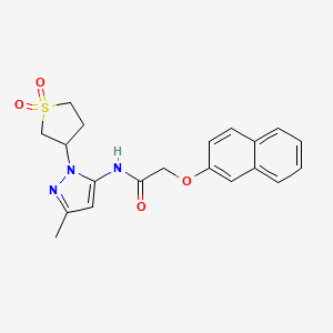molecular formula C20H21N3O4S B2924172 N-(1-(1,1-dioxidotetrahydrothiophen-3-yl)-3-methyl-1H-pyrazol-5-yl)-2-(naphthalen-2-yloxy)acetamide CAS No. 1172772-30-3