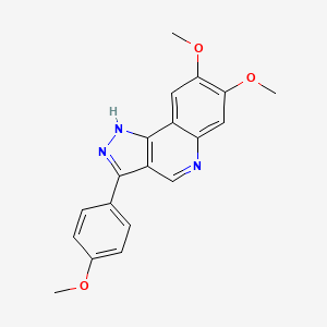molecular formula C19H17N3O3 B2924177 7,8-Dimethoxy-3-(4-methoxy-phenyl)-1H-pyrazolo[4,3-c]quinoline CAS No. 959534-89-5