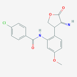 molecular formula C18H15ClN2O4 B292418 4-chloro-N-[2-(4-imino-5-oxotetrahydro-3-furanyl)-5-methoxyphenyl]benzamide 