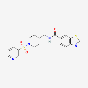 molecular formula C19H20N4O3S2 B2924195 N-((1-(吡啶-3-磺酰基)哌啶-4-基)甲基)苯并[d]噻唑-6-甲酰胺 CAS No. 1797966-89-2