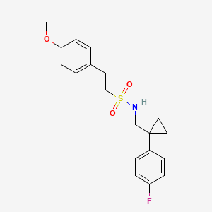 molecular formula C19H22FNO3S B2924198 N-((1-(4-氟苯基)环丙基)甲基)-2-(4-甲氧基苯基)乙磺酰胺 CAS No. 1049381-76-1