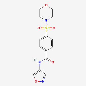 molecular formula C14H15N3O5S B2924206 N-(isoxazol-4-yl)-4-(morpholinosulfonyl)benzamide CAS No. 1396559-90-2