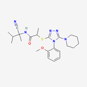 molecular formula C23H32N6O2S B2924207 N-(1-cyano-1,2-dimethylpropyl)-2-{[4-(2-methoxyphenyl)-5-(piperidin-1-yl)-4H-1,2,4-triazol-3-yl]sulfanyl}propanamide CAS No. 1197620-07-7