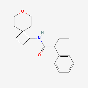 molecular formula C18H25NO2 B2924211 2-phenyl-N-(7-oxaspiro[3.5]nonan-1-yl)butanamide CAS No. 2320146-62-9